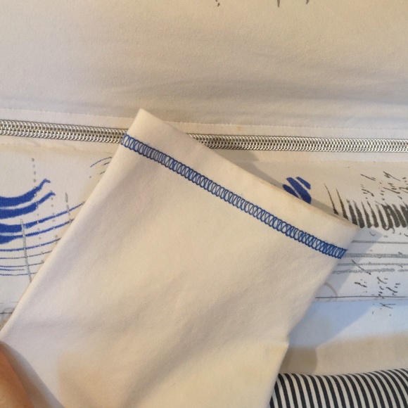 Orly White Blue Stripe Zip Up Lightweight Cotten Jacket Size Large - Picture 4 of 6